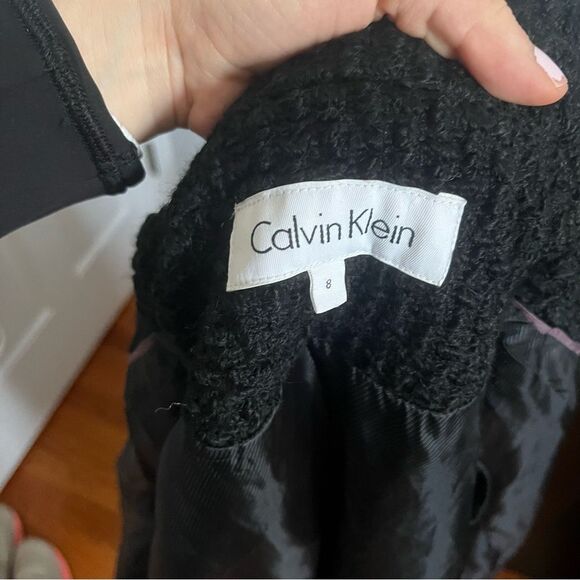 Calvin Klein black tweed pea coat size medium (8) - Picture 4 of 5